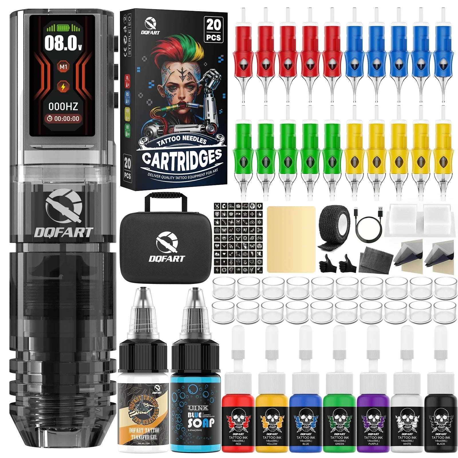 DQFART beginner wireless tattoo kit setup