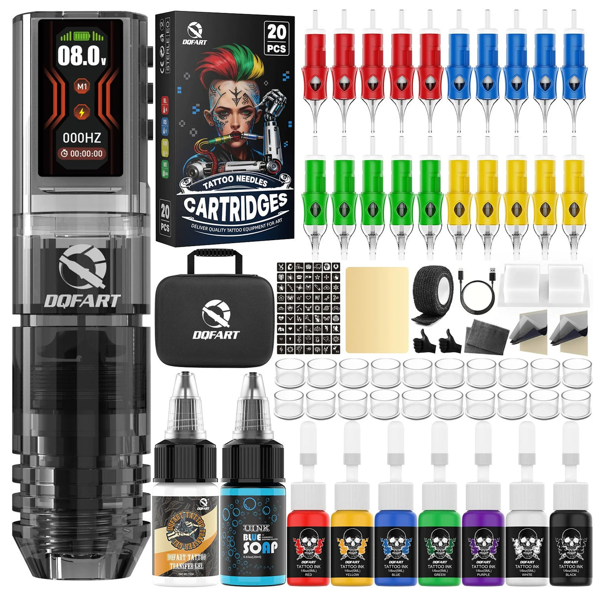 DQFART beginner wireless tattoo kit setup