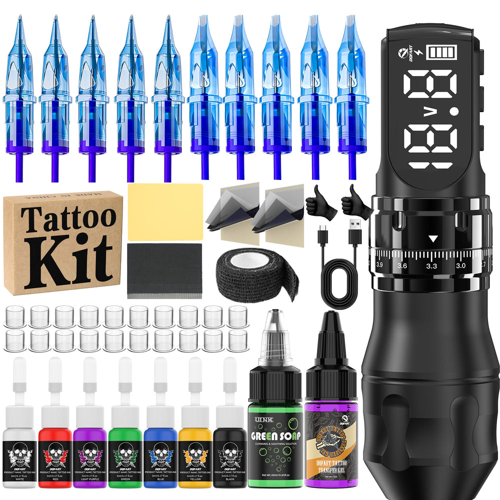 DQFART Adjustable Stroke Color-Screen Wireless Tattoo Pen Kit