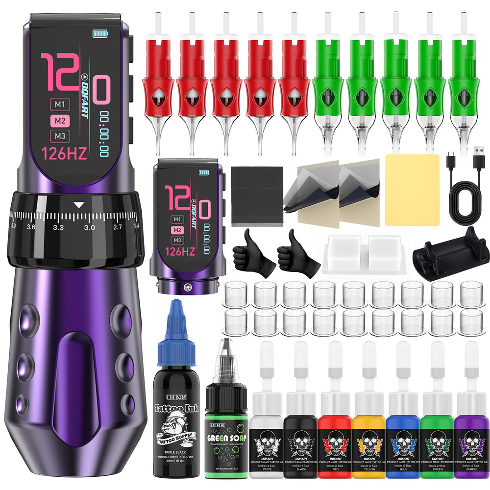 UINK Dual-Battery Color-Screen Tattoo Pen Full Ink Kit