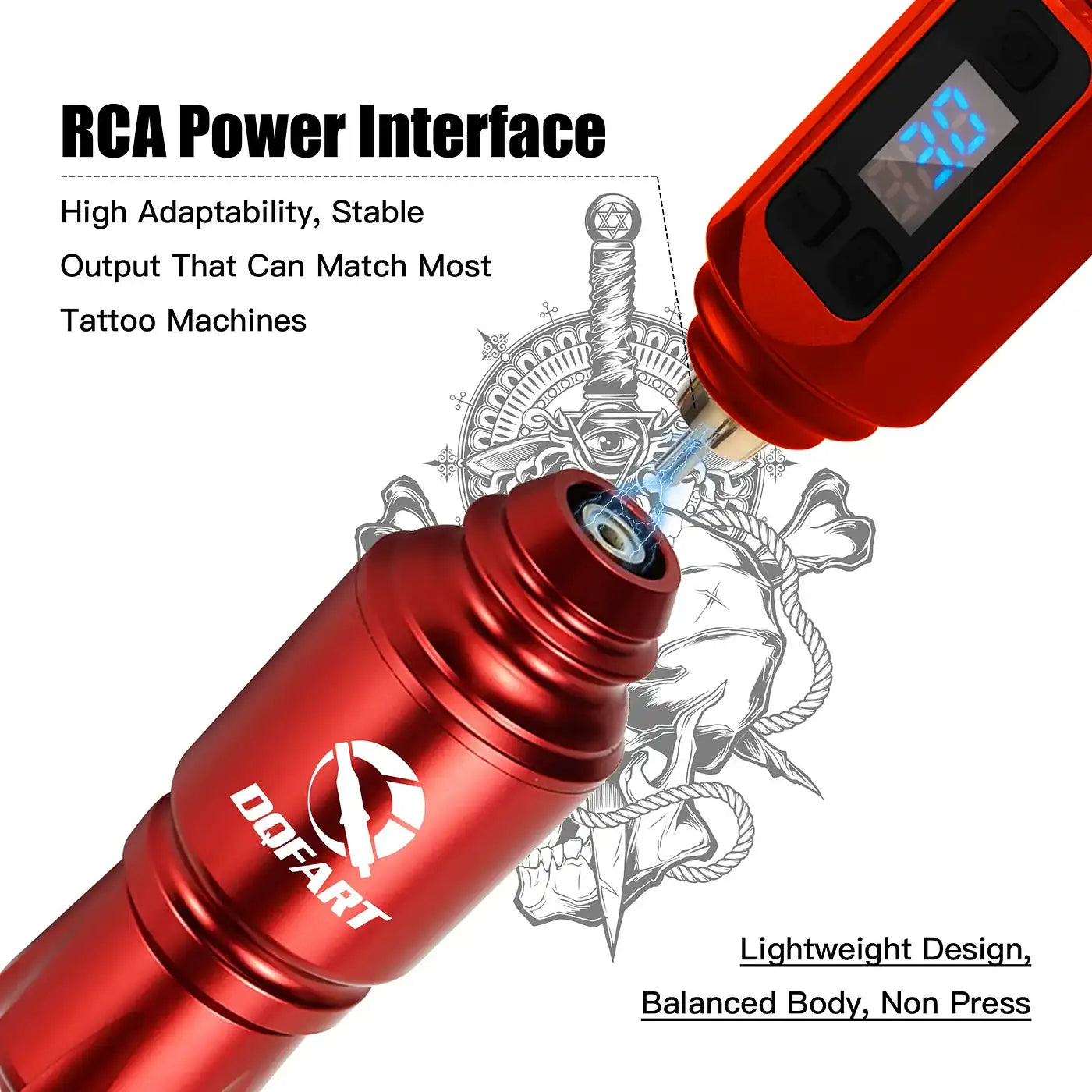 DQFART LED Wireless Tattoo Power Supply 1500mAh RCA product image 3