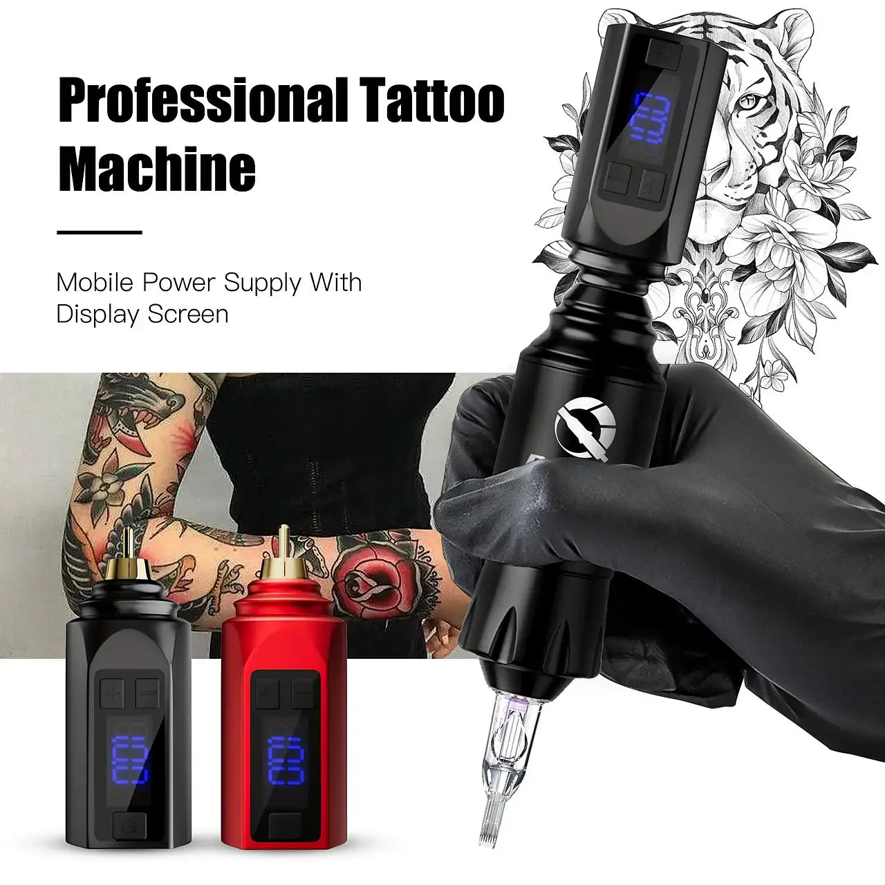 DQFART LED Wireless Tattoo Power Supply 1500mAh RCA product image 4