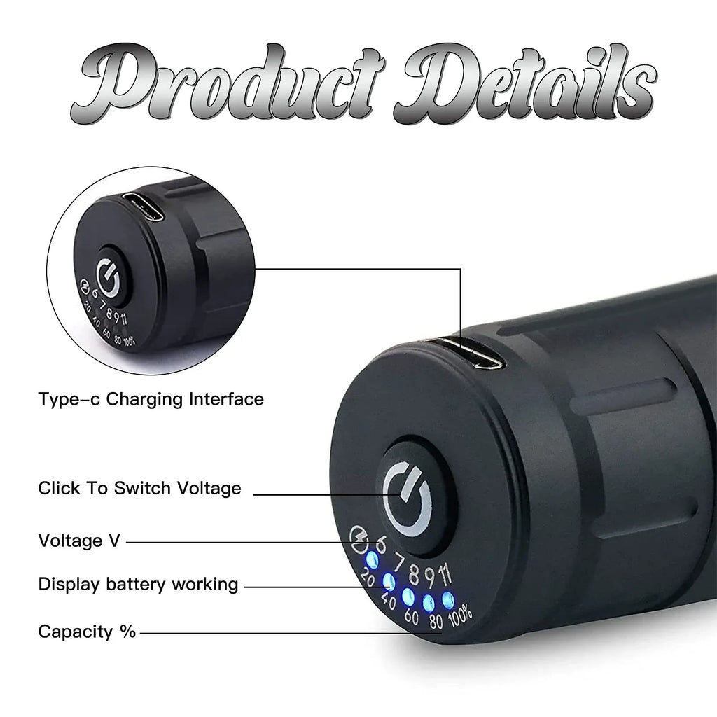 DQFART TS-059 Wireless Tattoo Battery Power Supply 1200mAh product image 2