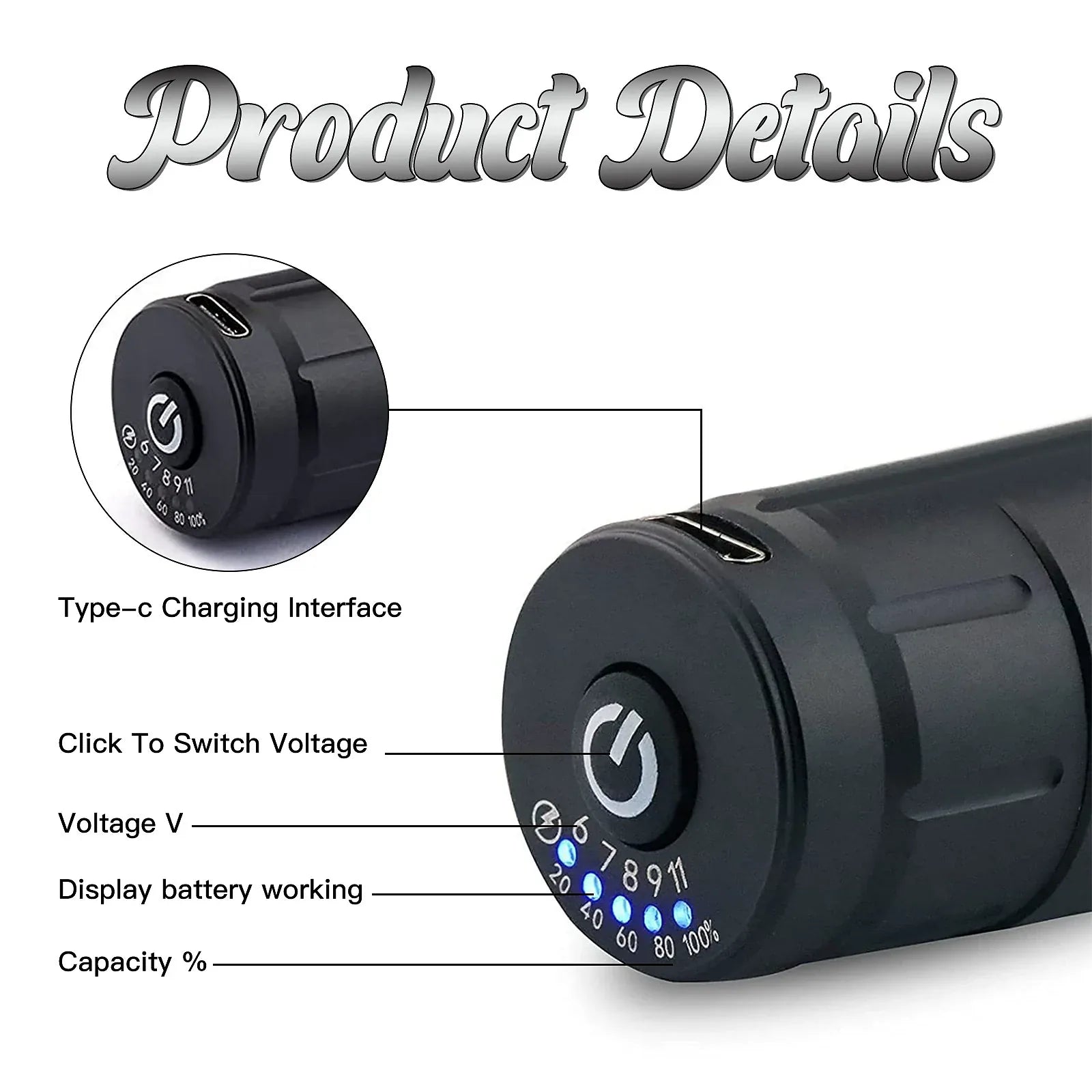 DQFART TS-059 Wireless Tattoo Battery Power Supply 1200mAh product image 2