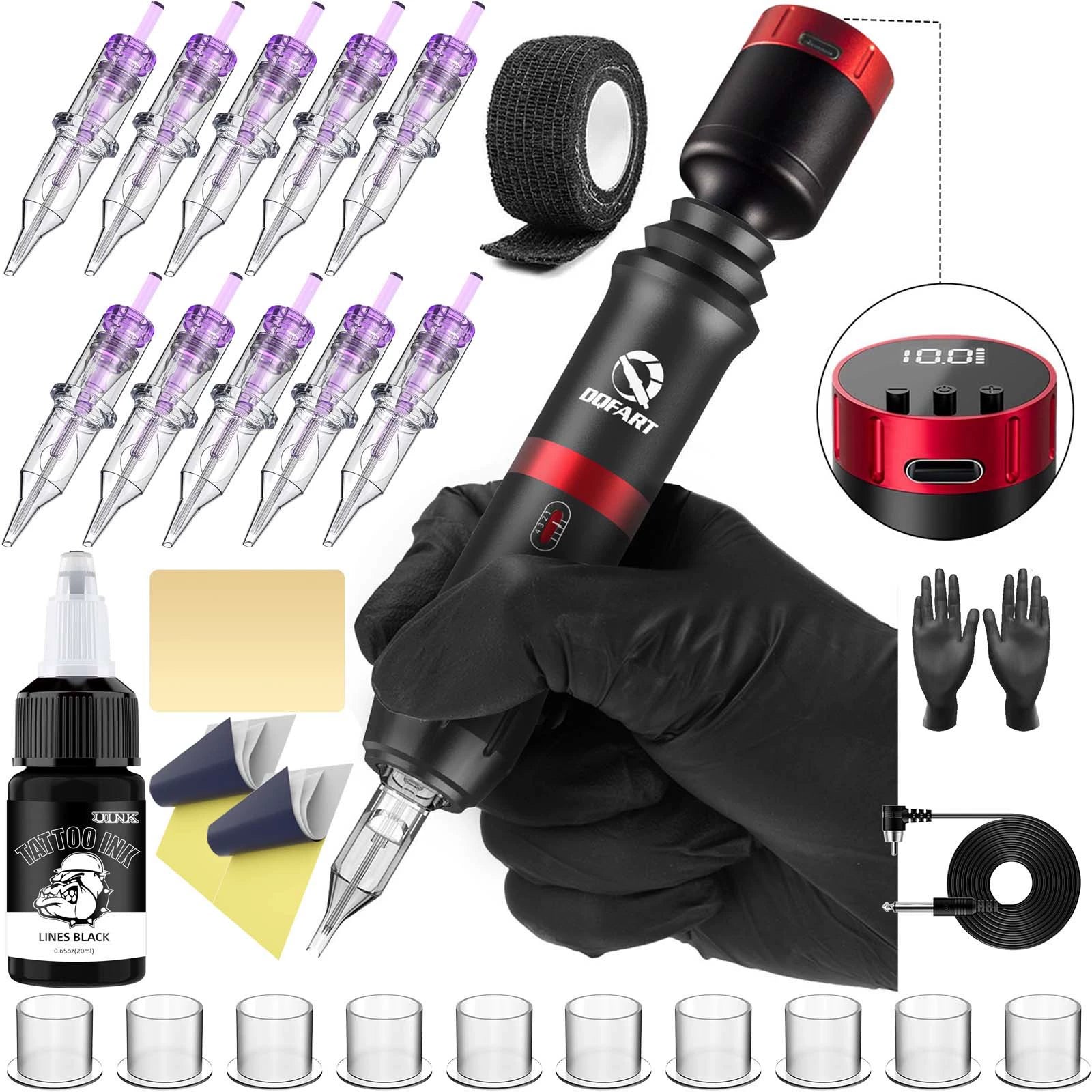 DQFART Wireless Tattoo Gun Kit with Battery Power Supply product image 1