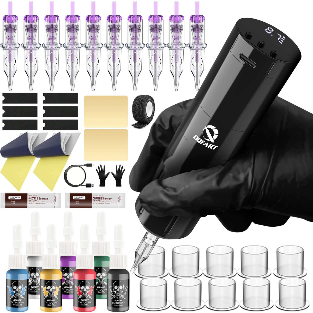 DQFART Wireless Tattoo Gun Kit Battery Pen Set for Tattoo Artists