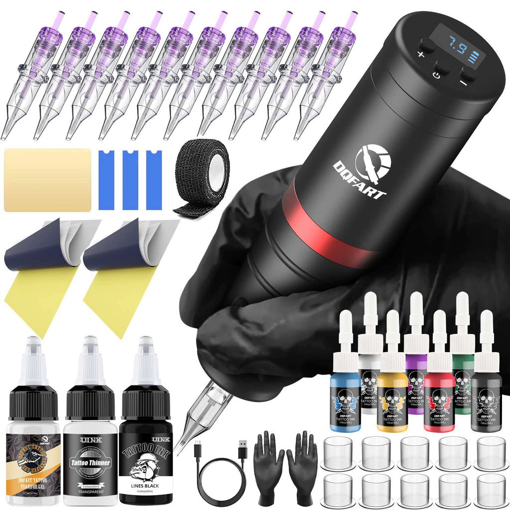 DQFART WTK-130 Wireless Tattoo Gun Kit 1500mAh color tattoo pen kit product image 1
