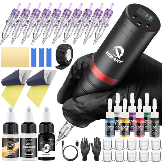 DQFART WTK-130 Wireless Tattoo Gun Kit 1500mAh color tattoo pen kit product image 1
