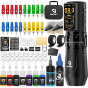 DQFART Wireless Tattoo Gun Kit Color Screen 2400mAh for Tattoo Artists