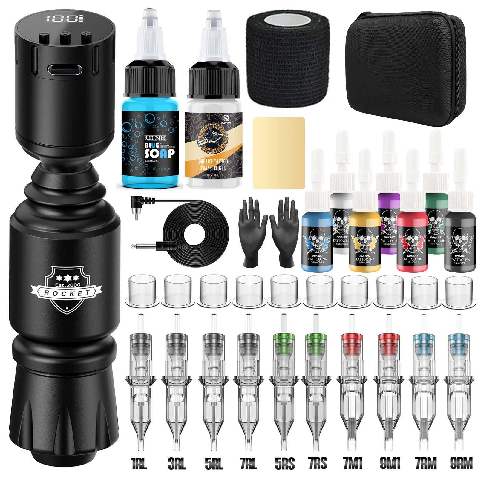 DQFART Rocket Mini Power Wireless Tattoo Gun Kit 1500mAh product image 1
