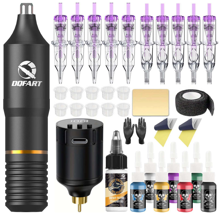 DQFART Mini Wireless Tattoo Gun Kit with Purple Needles product image 1