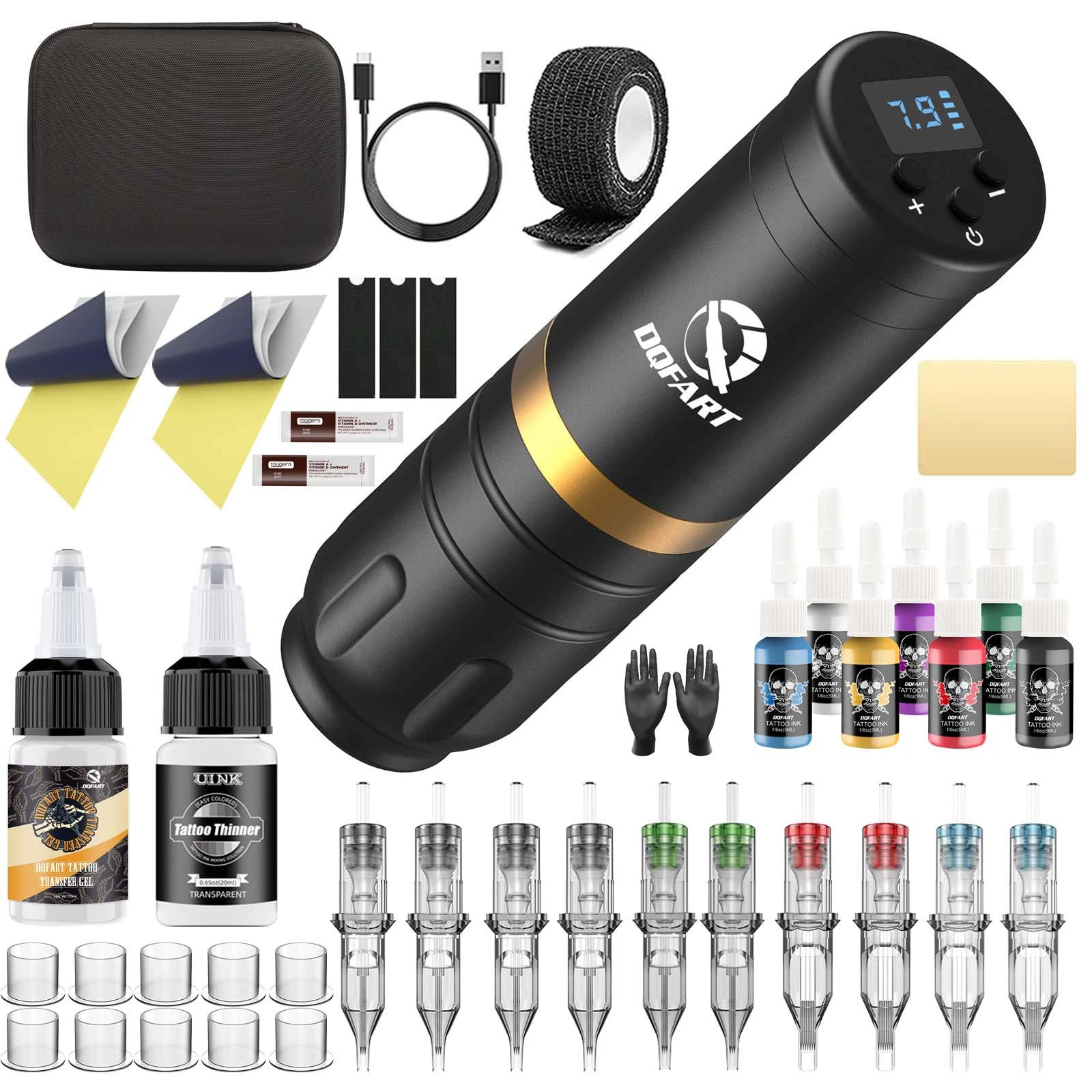 DQFART WTK-127 T1 Wireless Tattoo Gun Kit LED Display product image 1