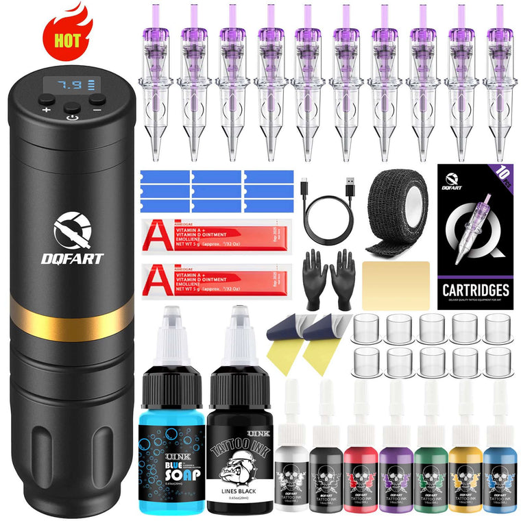DQFART WTK-155GD Wireless Tattoo Gun Kit with Ink product image 1