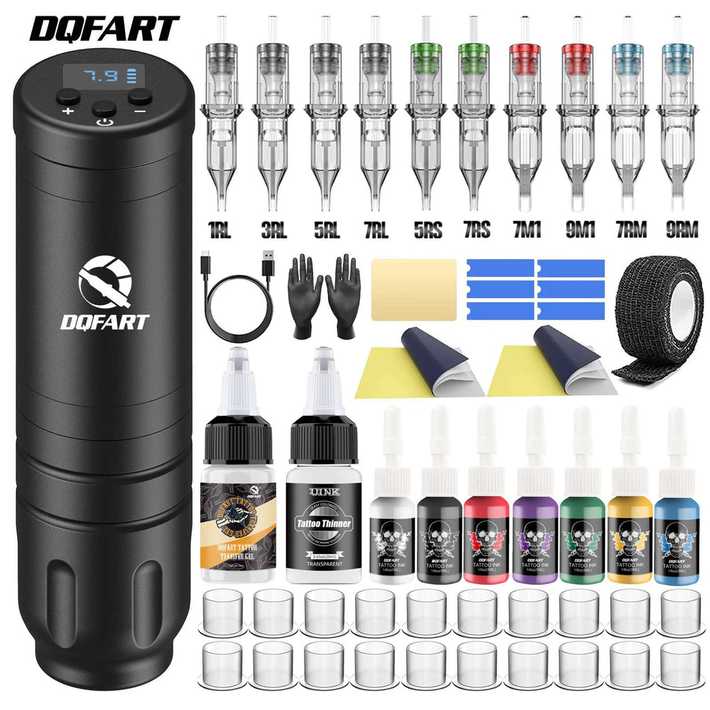 DQFART T1 Wireless Tattoo Gun Kit LED Battery Pen for Tattoo Artists