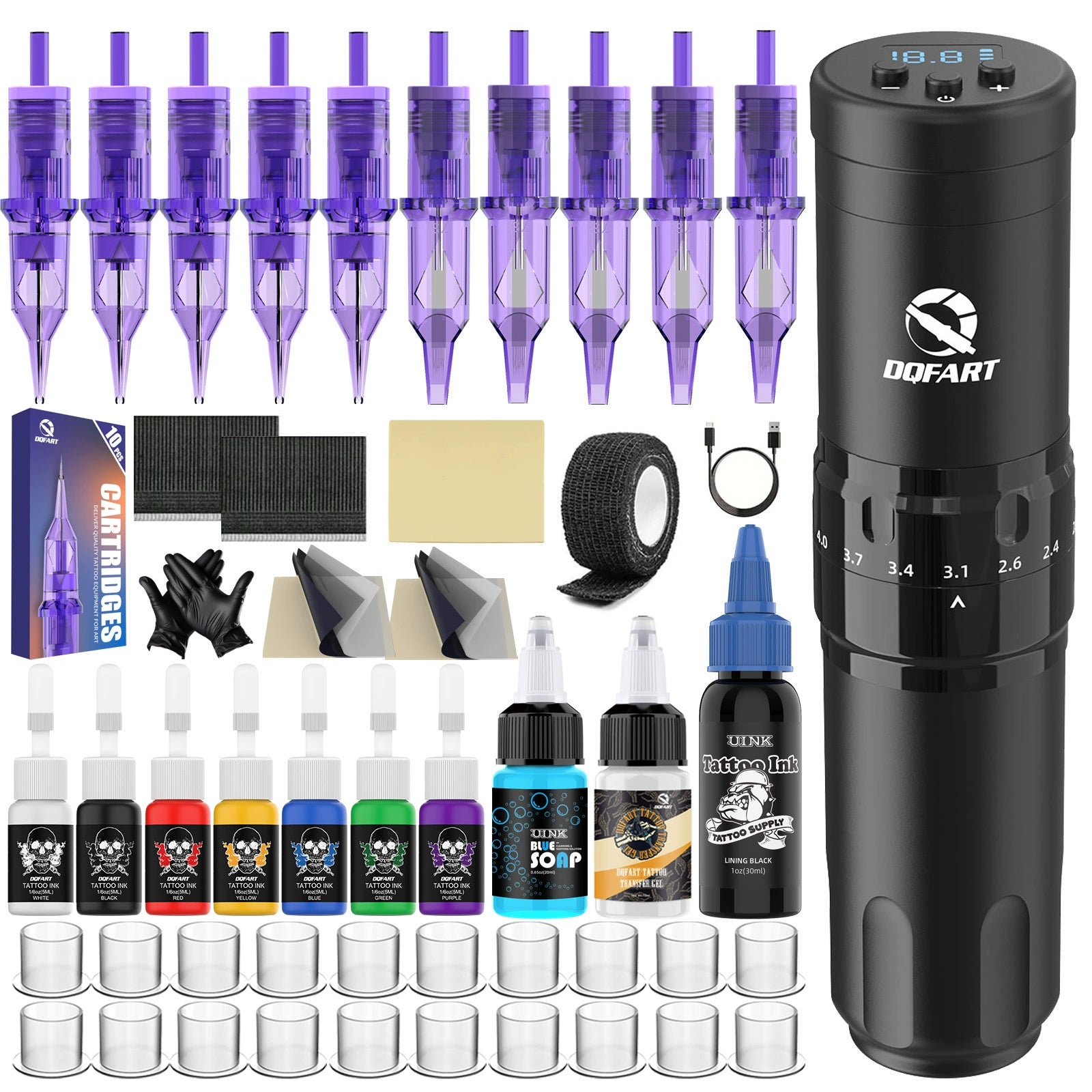 DQFART WTK-244K Adjustable Stroke Wireless Tattoo Gun Kit product image 1
