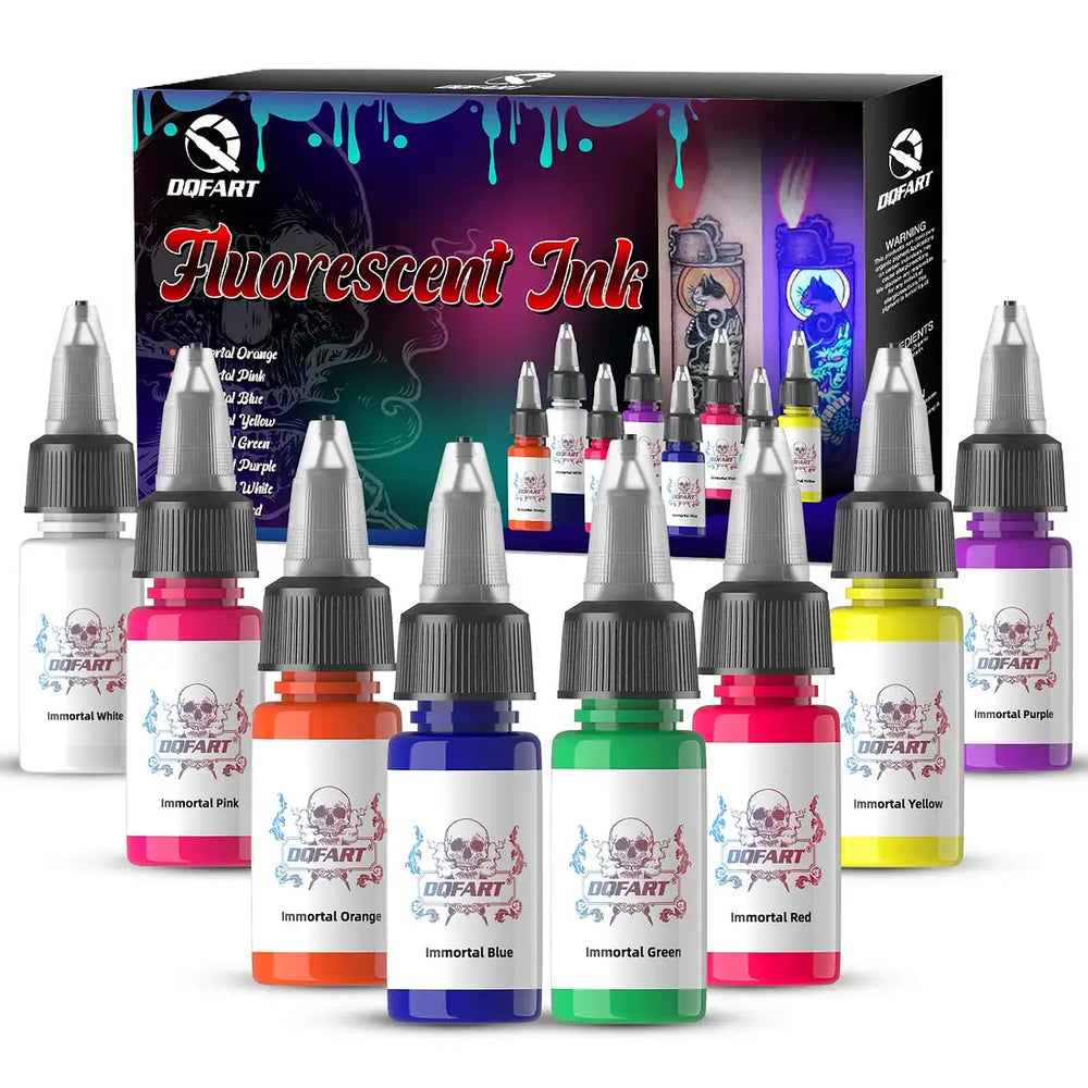 DQFART UV Fluorescent Tattoo Ink Set 8 Colors 15ml
