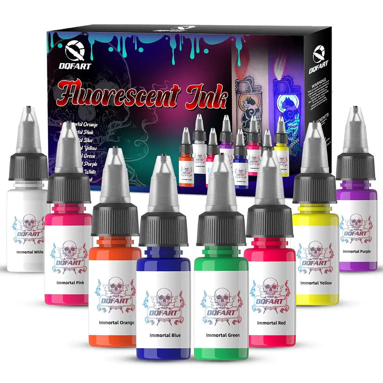 DQFART UV Fluorescent Tattoo Ink Set 8 Colors 15ml