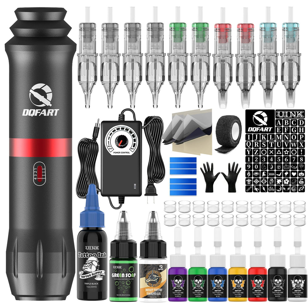 DQFART TK-110K Mini Tattoo Gun Kit with Ink for Tattoo Artists
