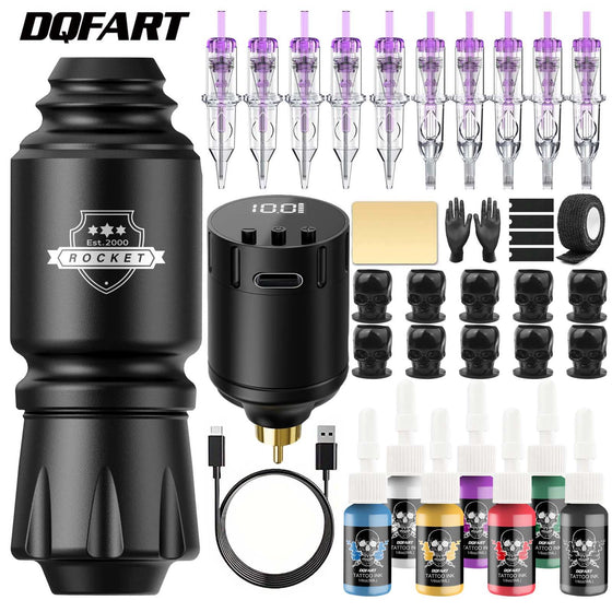 DQFART Rocket Short Pen Wireless Tattoo Gun Kit 1500mAh product image 1