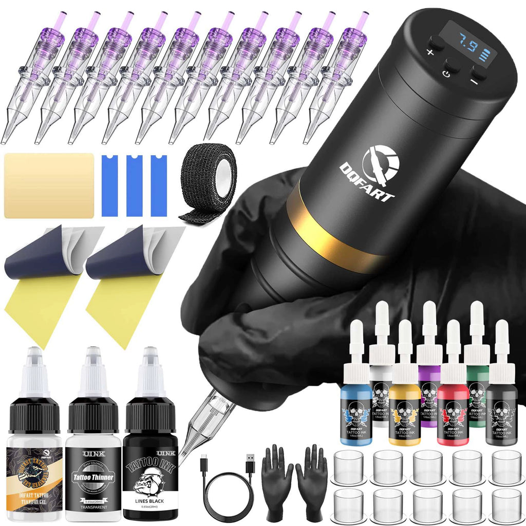DQFART WTK-130 Wireless Tattoo Gun Kit 1500mAh color tattoo pen kit product image 2