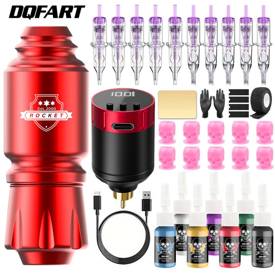 DQFART Rocket Short Pen Wireless Tattoo Gun Kit 1500mAh product image 2