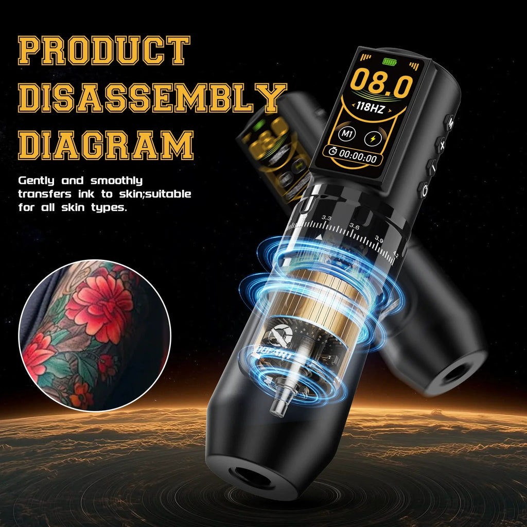 DQFART T8 Pro Adjustable Stroke Wireless Tattoo Pen product image 2