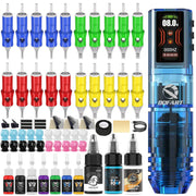 DQFART LCD Color Screen Wireless Tattoo Gun Kit 1.47 Inch for Tattoo Artists