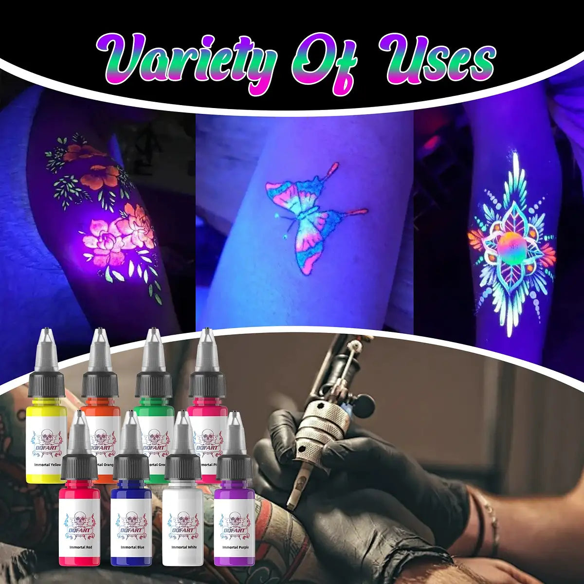DQFART UV Fluorescent Tattoo Ink Set 8 Colors 15ml product image 2