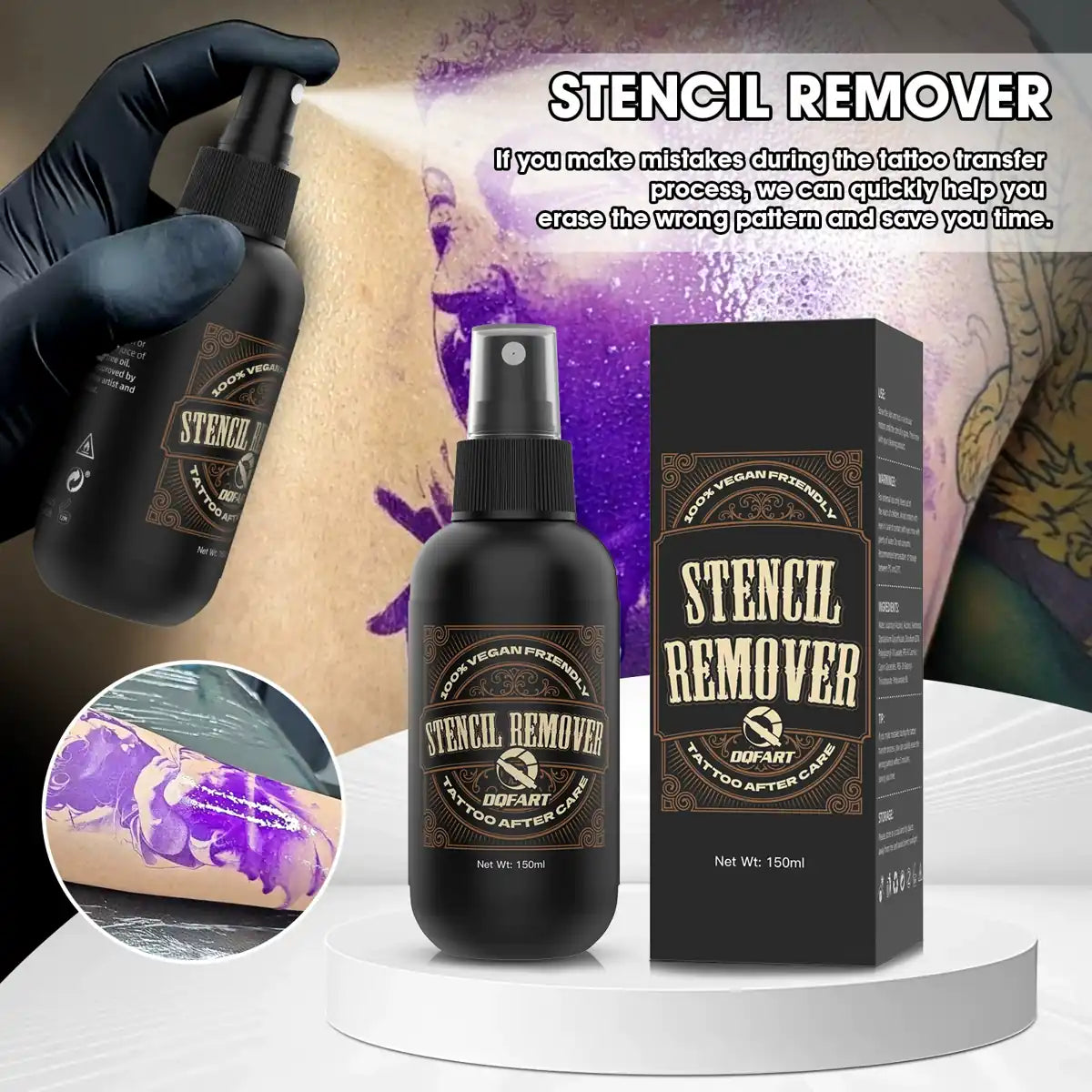 DQFART Tattoo Stencil Remover Spray 150ml product image 2