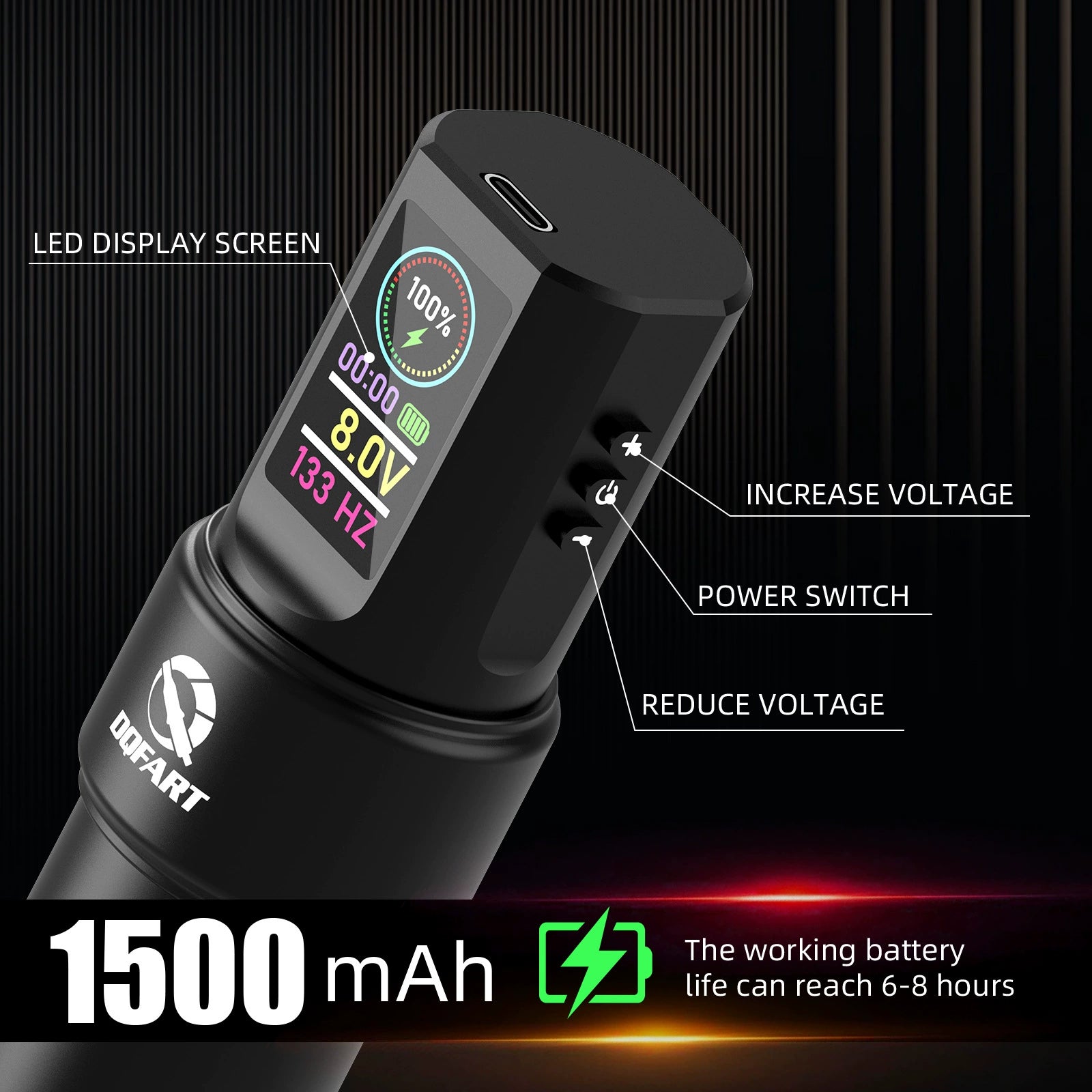 DQFART Color Screen Wireless Tattoo Gun Kit with Ink product image 2