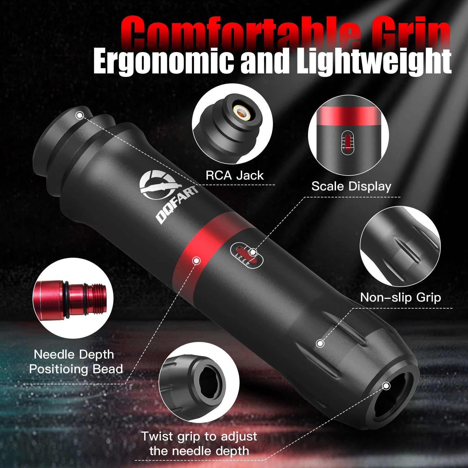 DQFART Rocket V6 Mini Wireless Tattoo Gun Kit LED Display product image 3