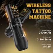 DQFART Wireless Tattoo Gun Kit Color Screen 2400mAh for Tattoo Artists