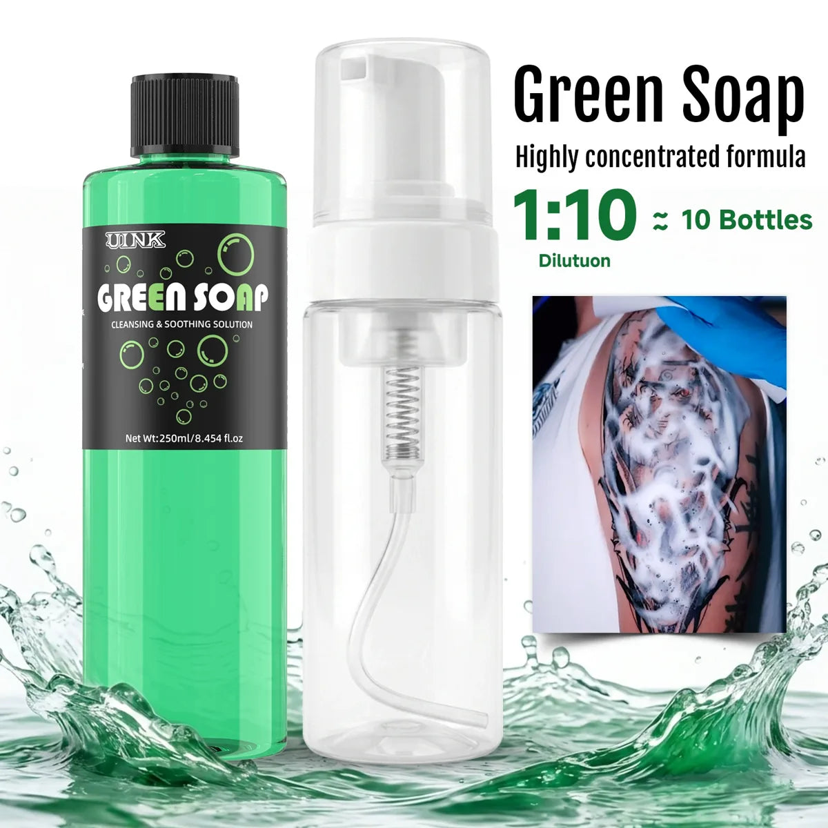 UINK Green Soap 250ml Tattoo Cleaning Set product image 3