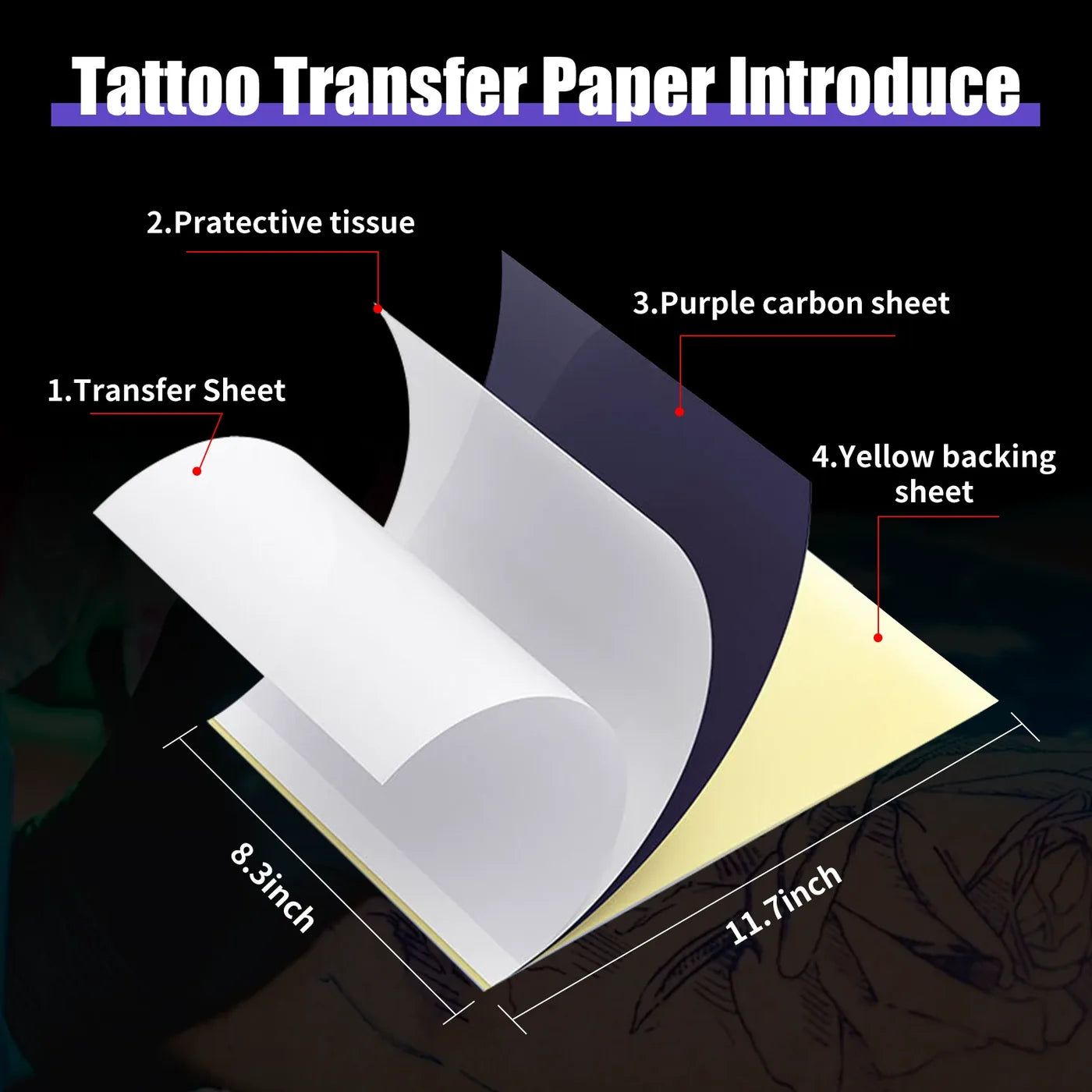 DQFART and UINK Tattoo Transfer Paper 10 Sheets product image 3