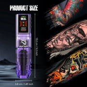 DQFART Acrylic Color Screen Wireless Tattoo Gun Pen Machine 1600mAh