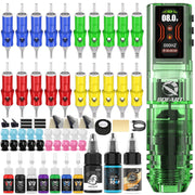 DQFART LCD Color Screen Wireless Tattoo Gun Kit 1.47 Inch for Tattoo Artists