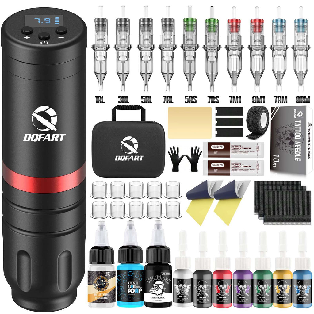 DQFART WTK-158 Wireless Tattoo Gun Kit LED Display color tattoo pen kit product image 3