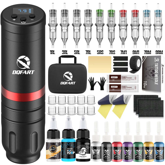 DQFART WTK-158 Wireless Tattoo Gun Kit LED Display color tattoo pen kit product image 3