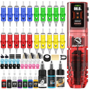 DQFART LCD Color Screen Wireless Tattoo Gun Kit 1.47 Inch for Tattoo Artists