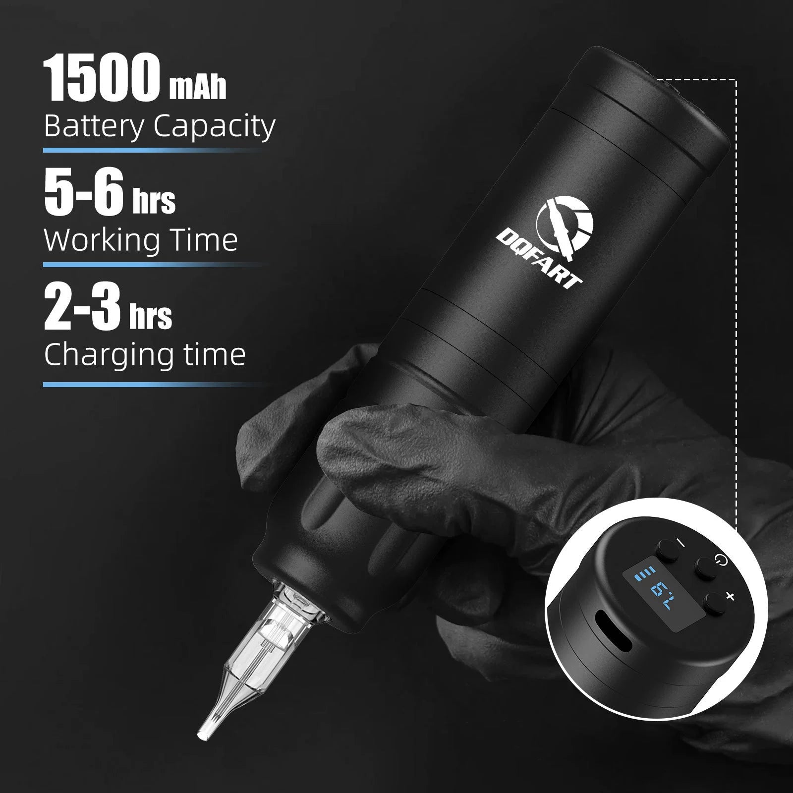 DQFART WTK-158 Wireless Tattoo Gun Kit LED Display color tattoo pen kit product image 4