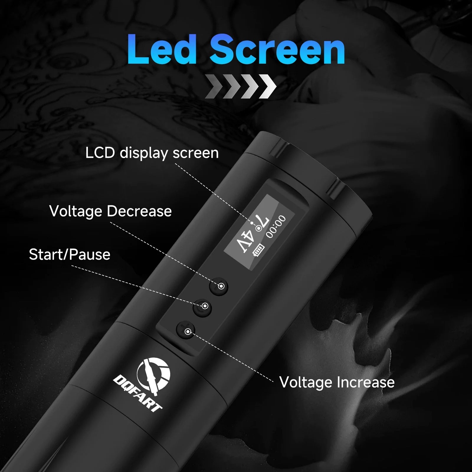 DQFART T5 Wireless Tattoo Pen LED Display 2000mAh product image 5