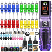 DQFART LCD Color Screen Wireless Tattoo Gun Kit 1.47 Inch for Tattoo Artists