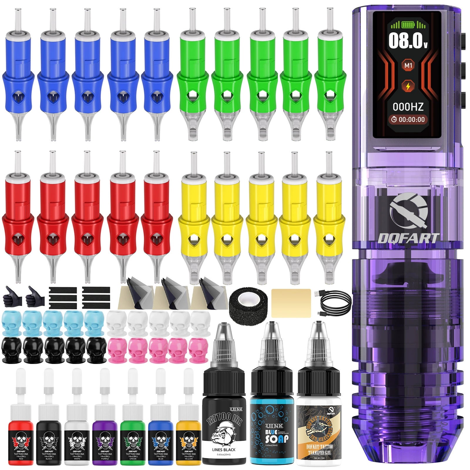 DQFART LCD Color Screen Wireless Tattoo Gun Kit 1.47 Inch product image 5